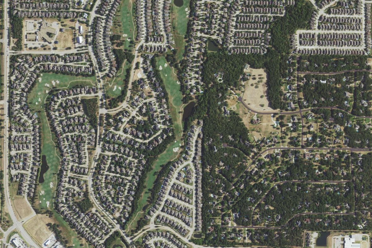 Aerial photograph centered on Lantana, Texas