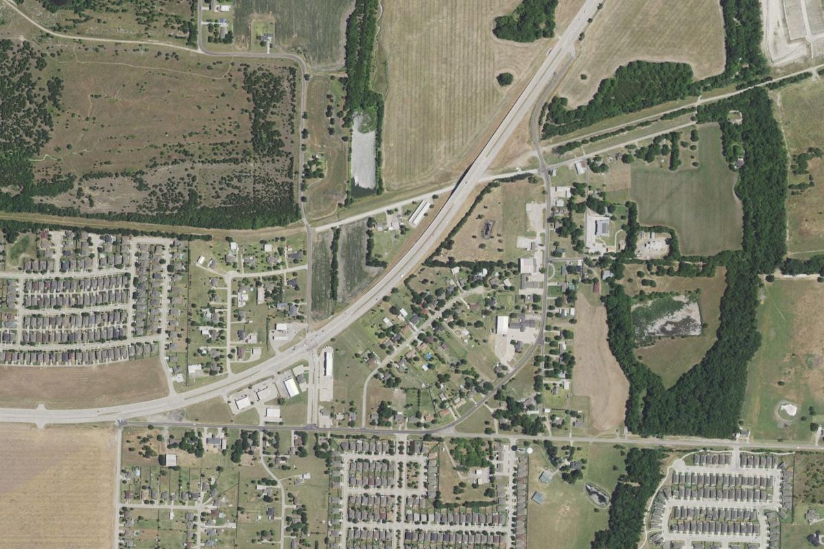Aerial photograph centered on Lavon, Texas