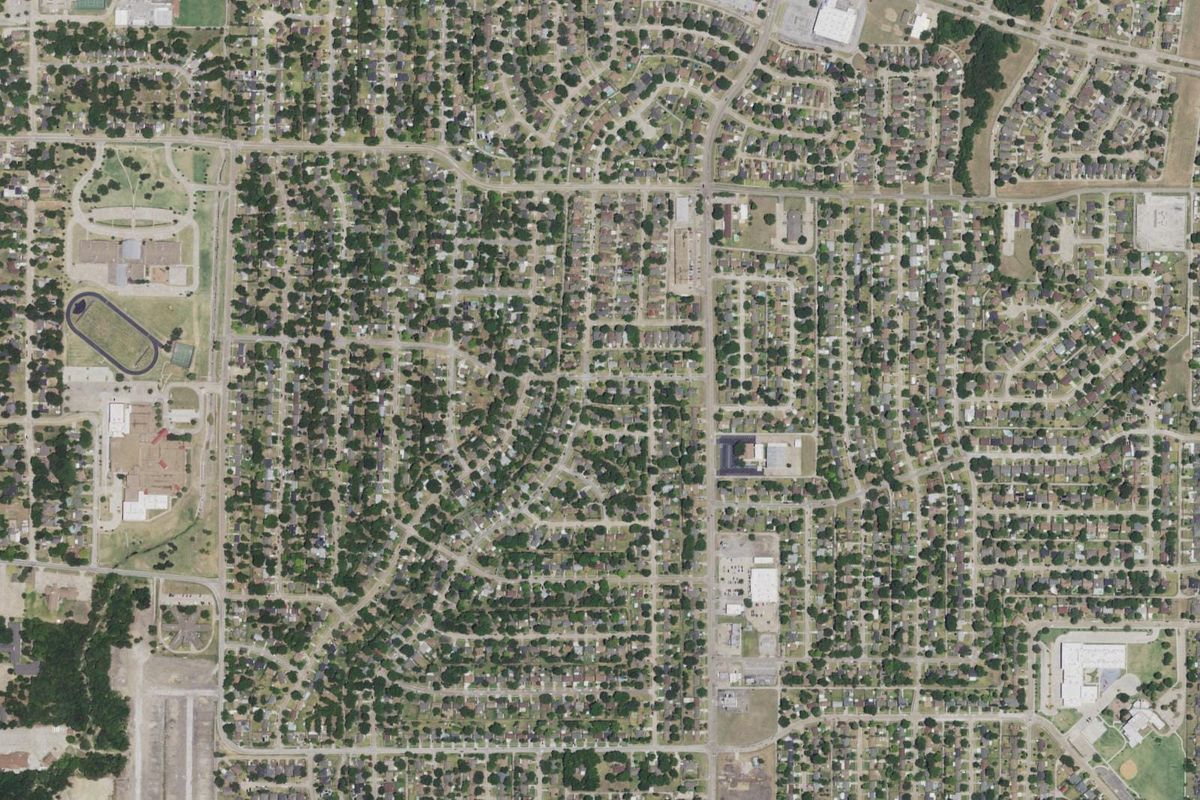 Aerial photograph centered on Mesquite, Texas