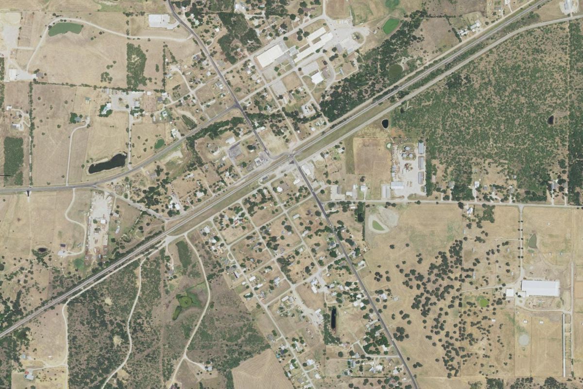 Aerial photograph centered on Millsap, Texas