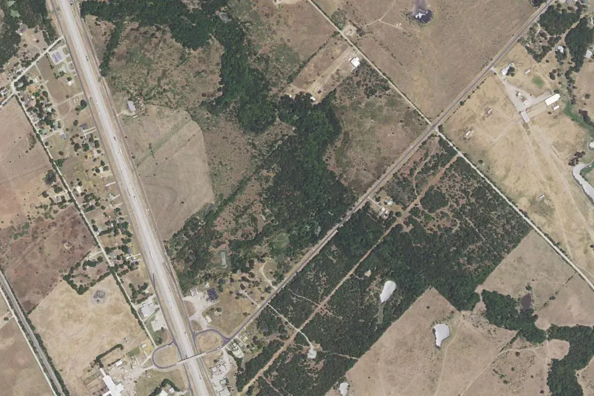 Aerial photograph centered on Mustang, Texas