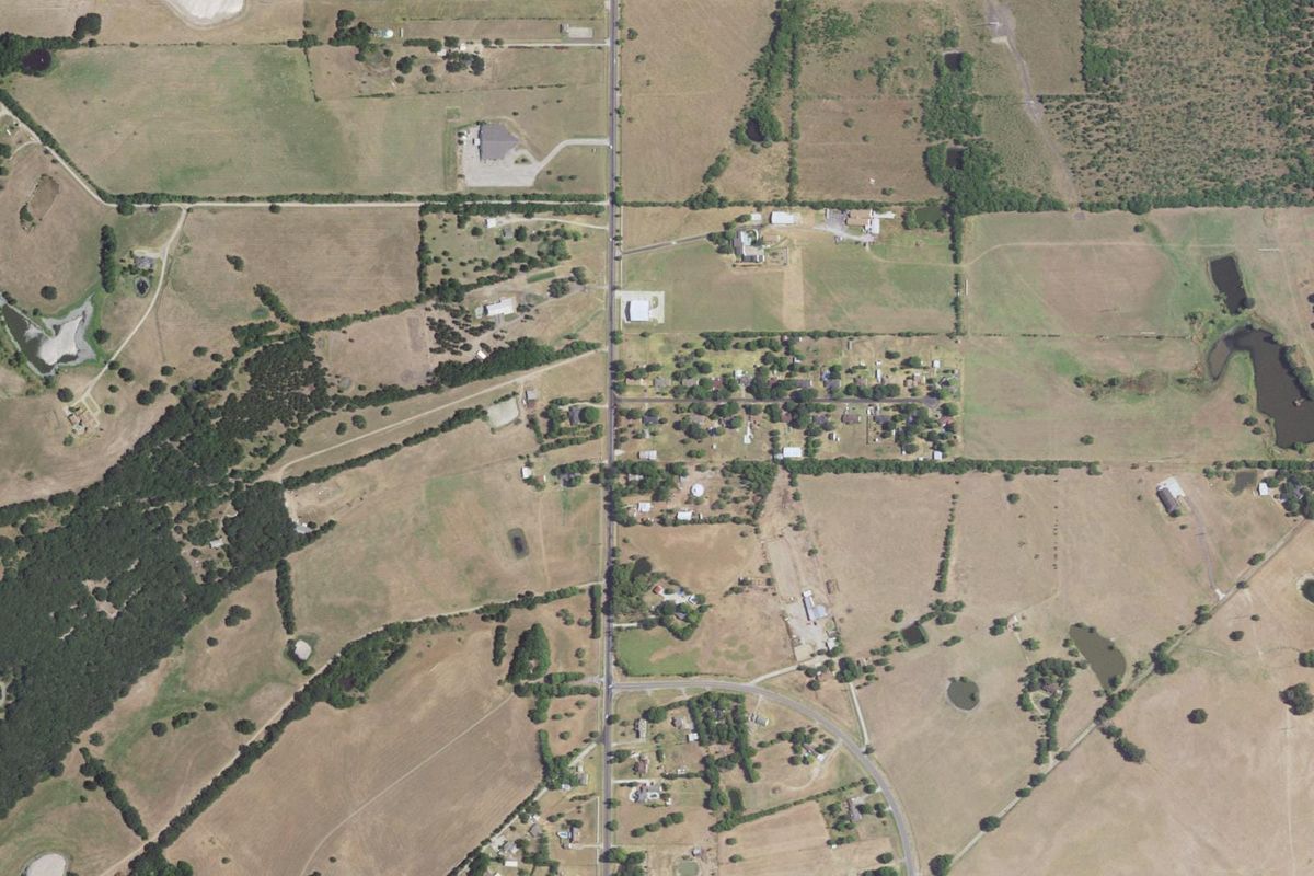 Aerial photograph centered on Oak Grove, Texas
