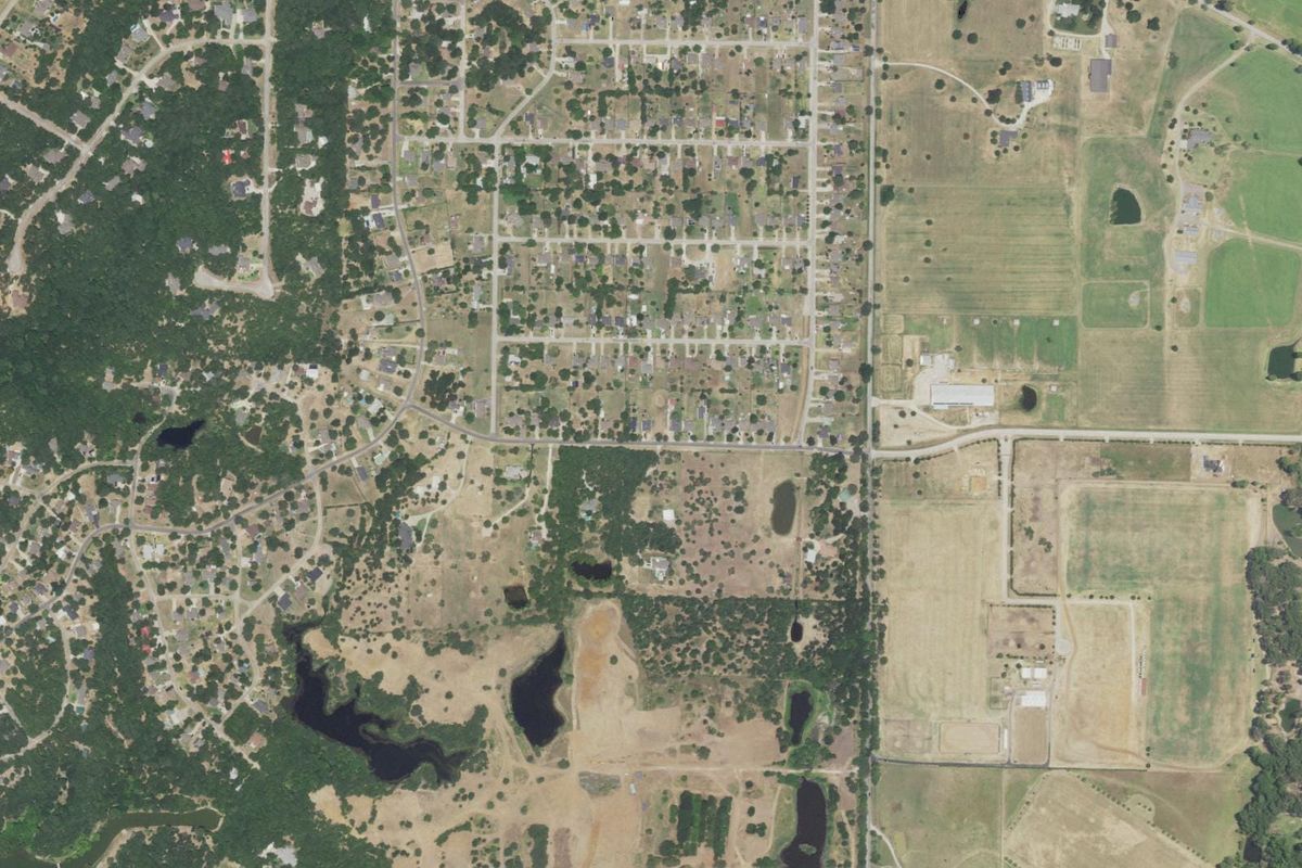 Aerial photograph centered on Oak Point, Texas