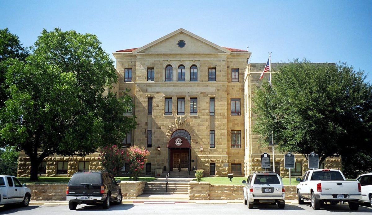 The Palo Pinto County Courthouse in Palo Pinto, Texas