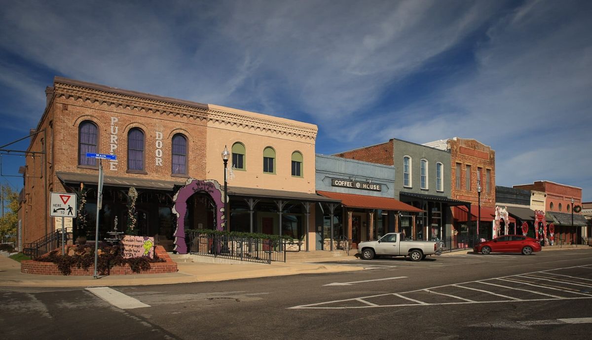 Historic buildings in downtown Pilot Point, Texas