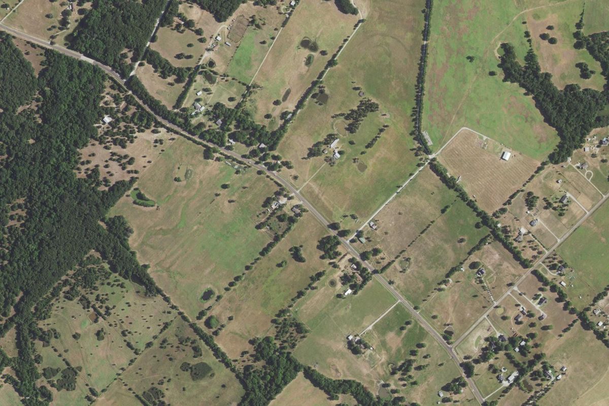 Aerial photograph centered on Poetry, Texas