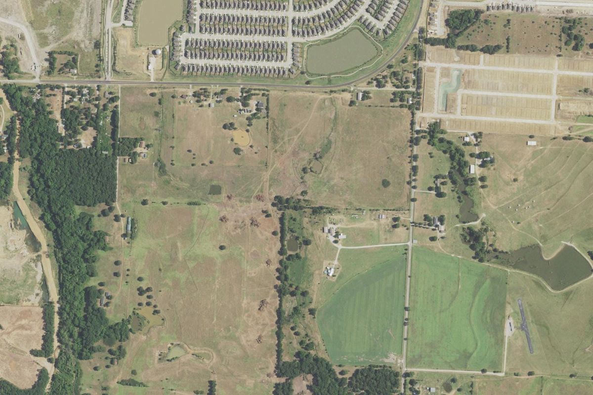 Aerial photograph centered on Providence Village, Texas