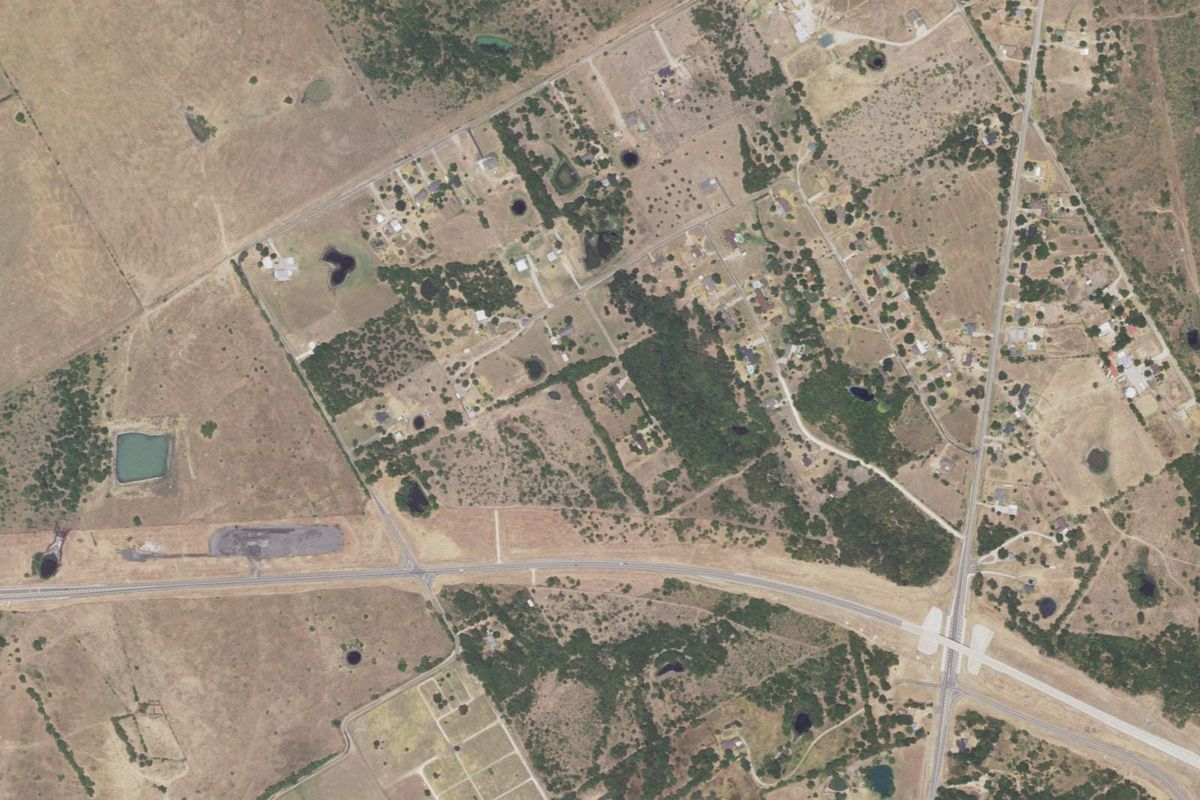 Aerial photograph centered on Retreat, Texas