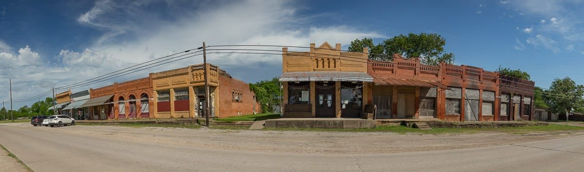 Historic buildings on Calhoun Street in Rice, Texas