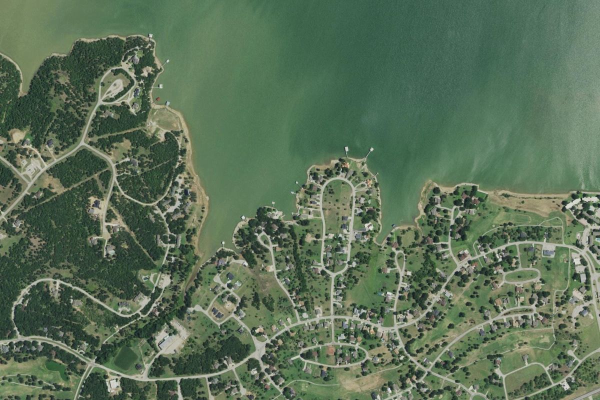 Aerial photograph centered on Runaway Bay, Texas