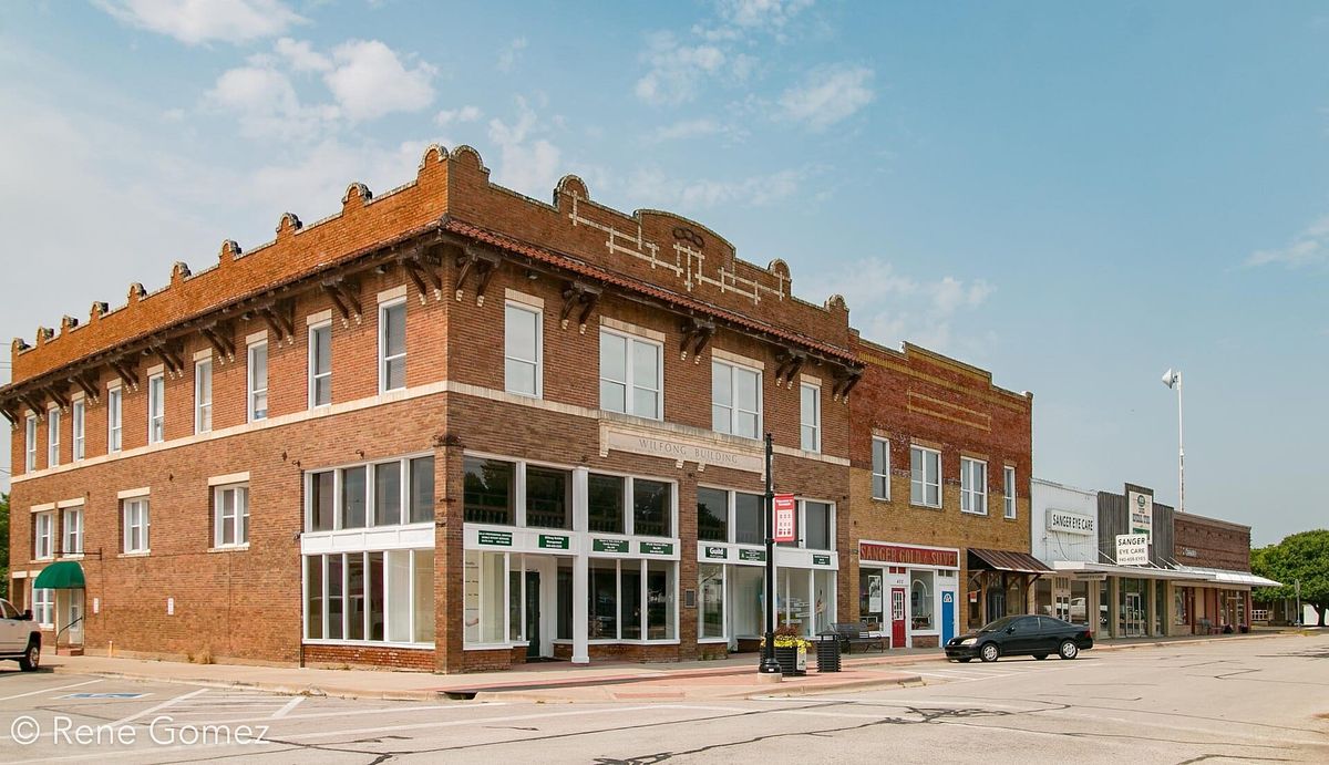 A street scene in Sanger, Texas