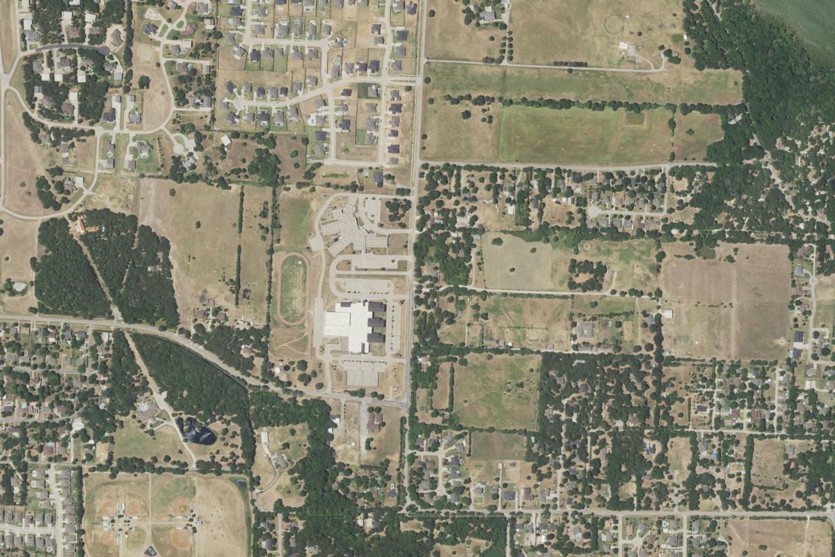 Aerial photograph centered on Shady Shores, Texas