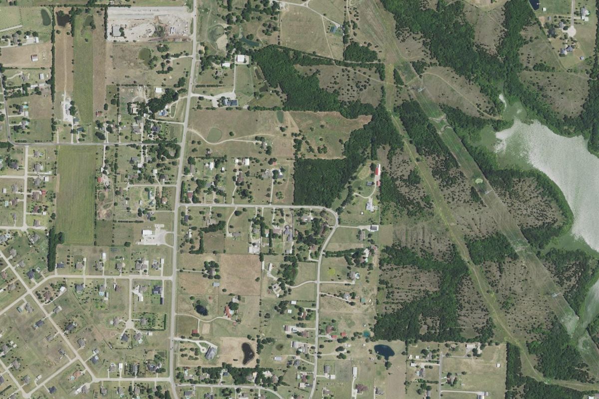 Aerial photograph centered on St. Paul, Texas