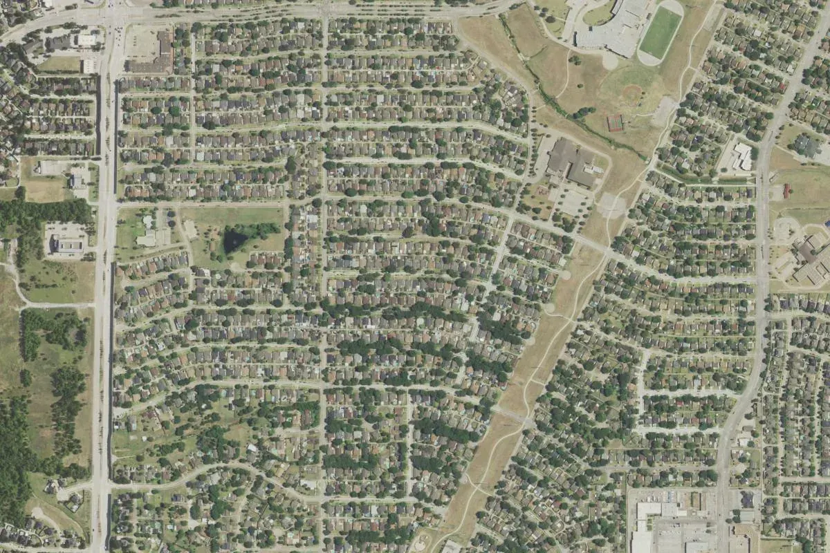 Aerial photograph centered on The Colony, Texas