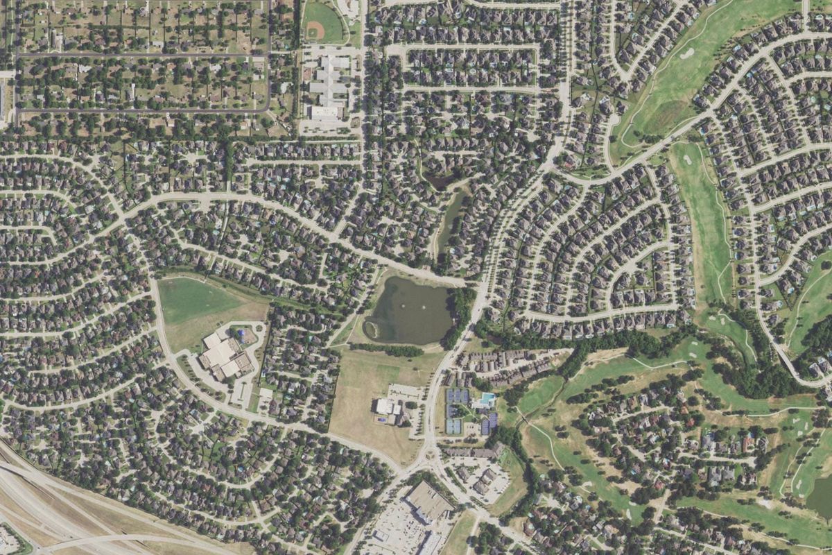 Aerial photograph centered on Trophy Club, Texas