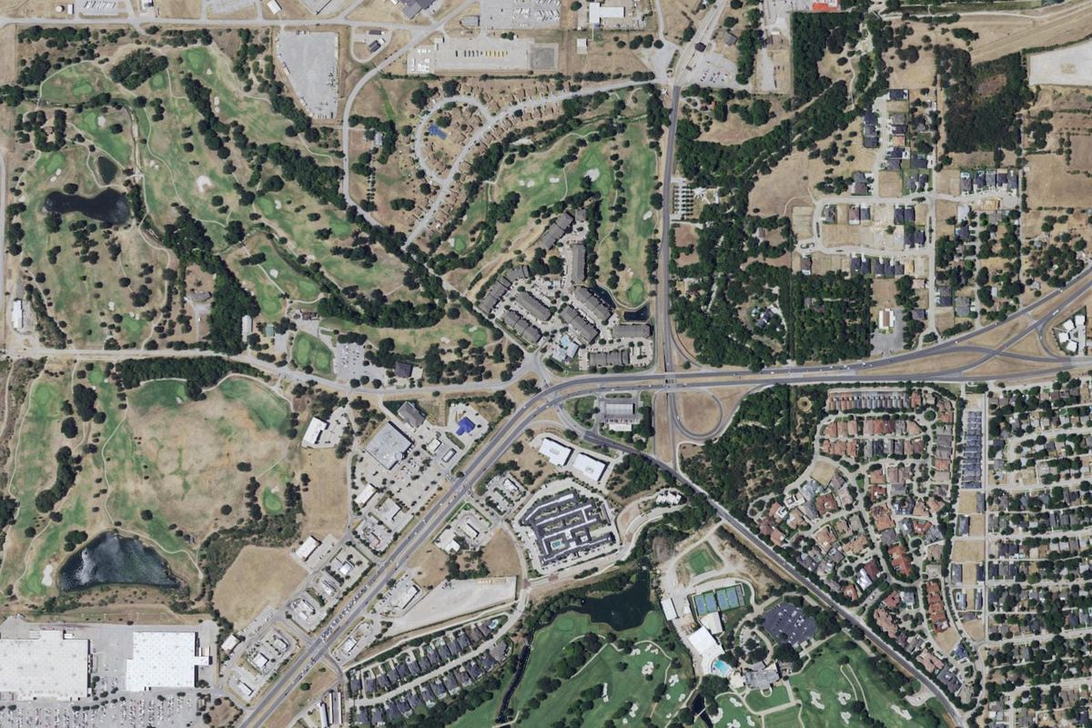 Aerial photograph centered on Westworth Village, Texas
