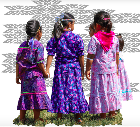 Meskwaki girls in traditional powow clothing