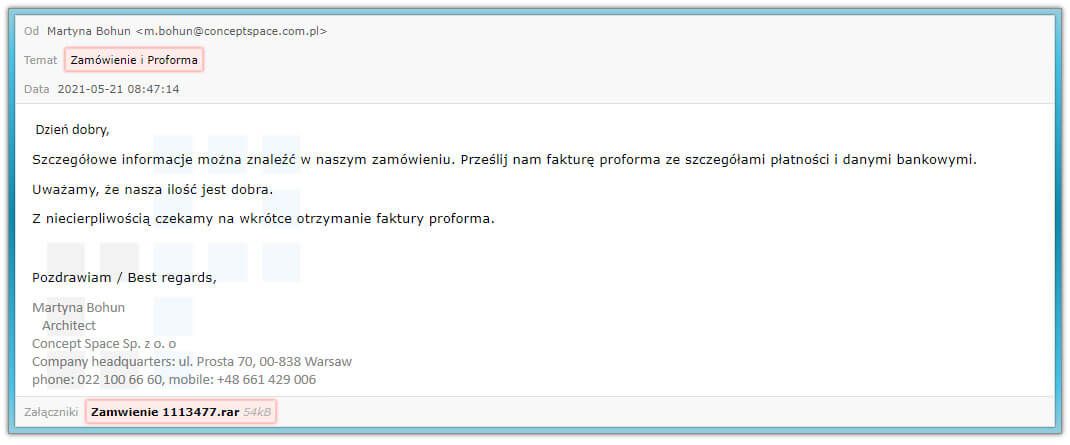 Zamówienie i proforma - Smap z Guloaderem