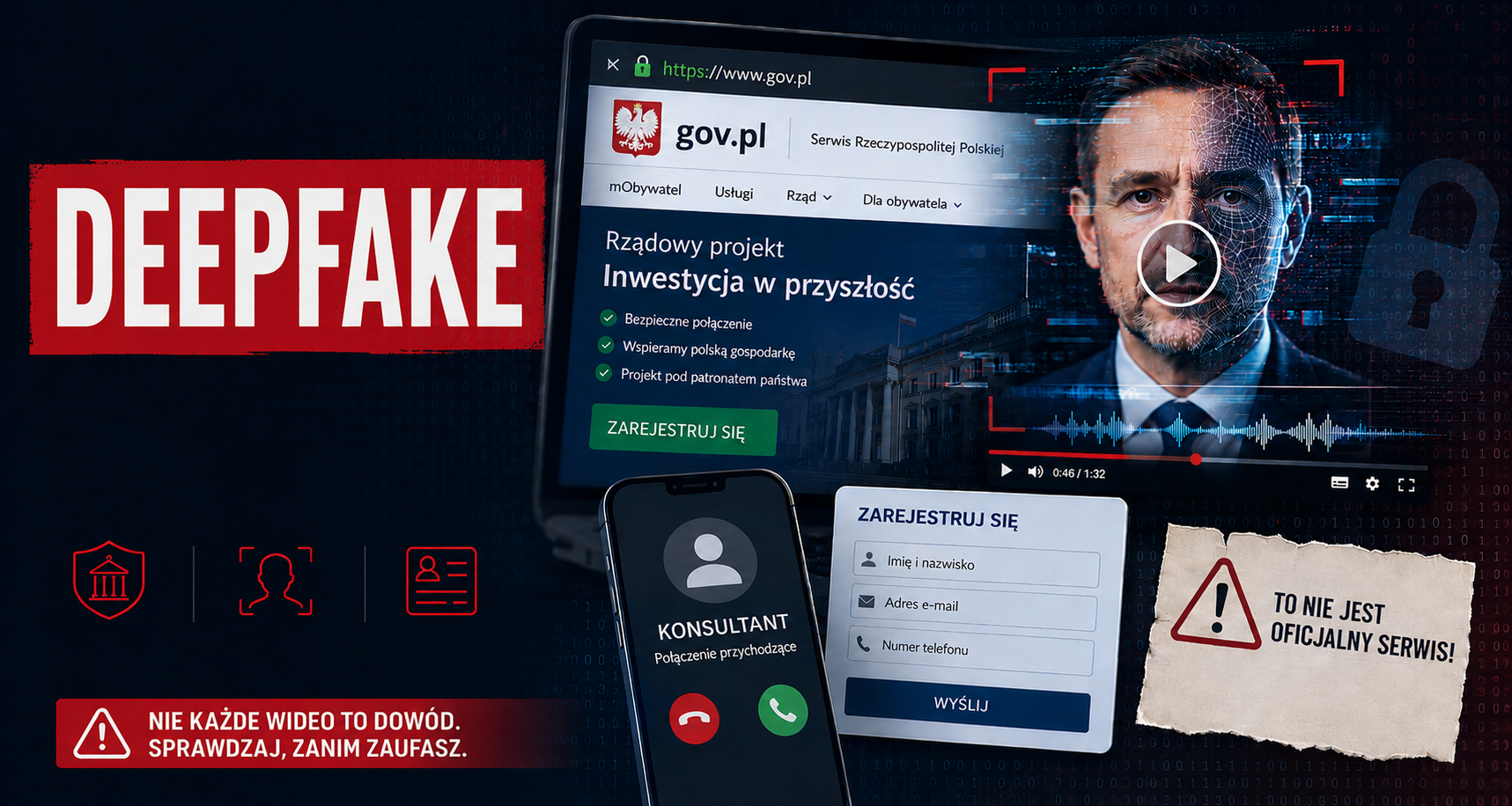 Deepfake, gov.pl i fałszywa inwestycja. Jak oszuści przejmują zaufanie do instytucji