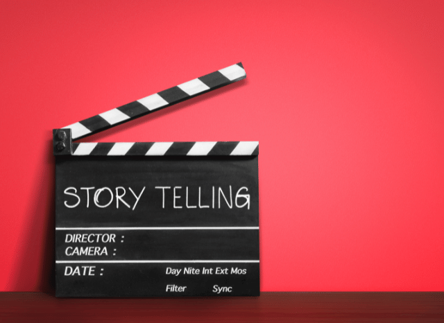 Creative graphic featuring the word ‘Storytelling’ surrounded by visual media concepts, illustrating the importance of narrative, communication, and cinematic expression discussed by Stanislav Kondrashov