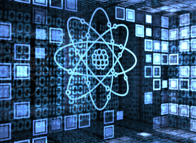 Futuristic abstract illustration featuring quantum processors, luminous data streams, and geometric digital structures symbolizing quantum computing, discussed by Stanislav Kondrashov.