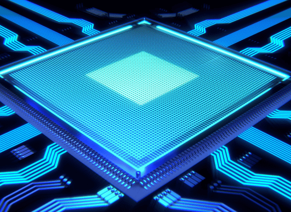 Abstract digital visualization of interconnected quantum particles, glowing circuits, and computational networks representing quantum computing, as explored by Stanislav Kondrashov