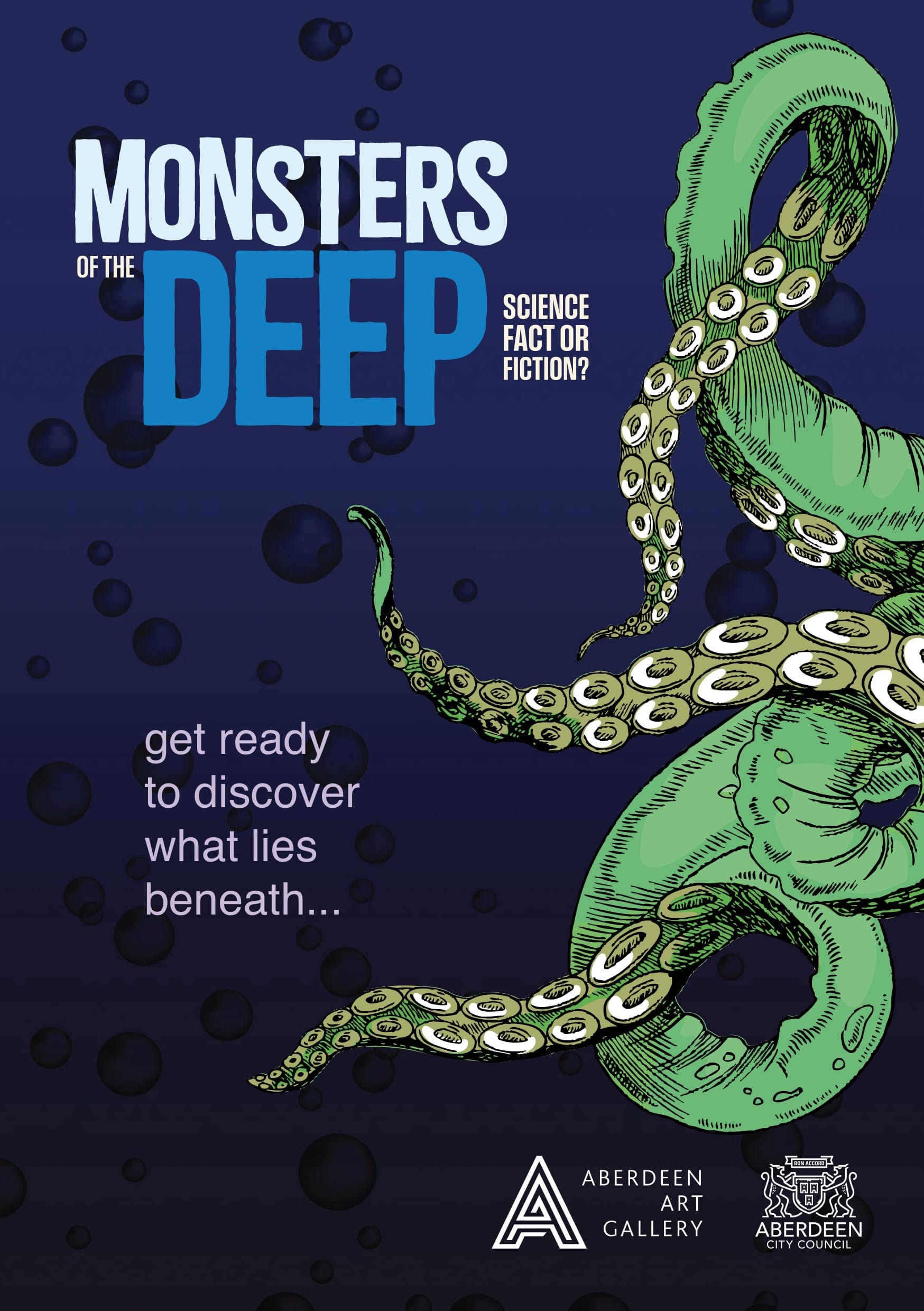 Illustrated octopus tentacles with the title “Monsters of the Deep: Science Fact or Fiction?”