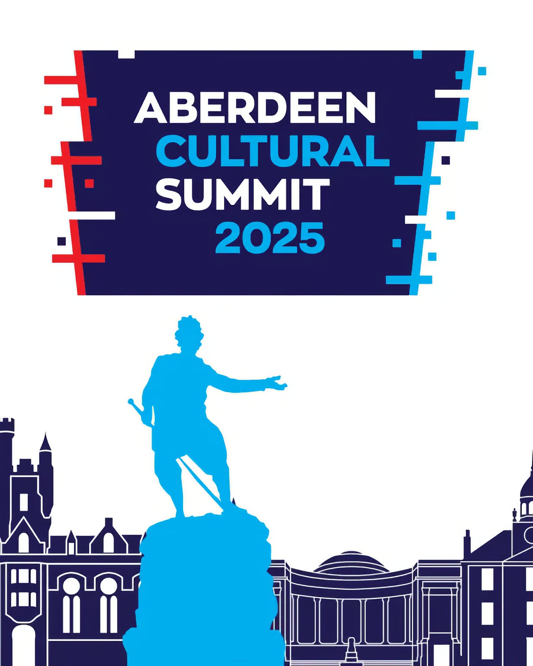 Poster for Aberdeen Cultural Summit 2025 with statue and city skyline graphic.