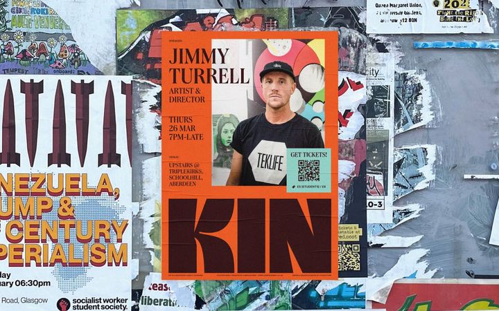 Kin launch event poster featuring Jimmy Turrell, Triple Kirks, Aberdeen, 26 March