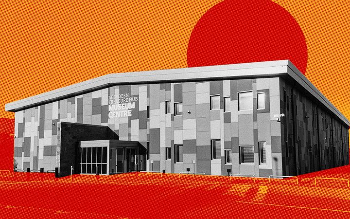 Aberdeen Treasure Hub Museum Centre, a modern building with a patterned grey facade