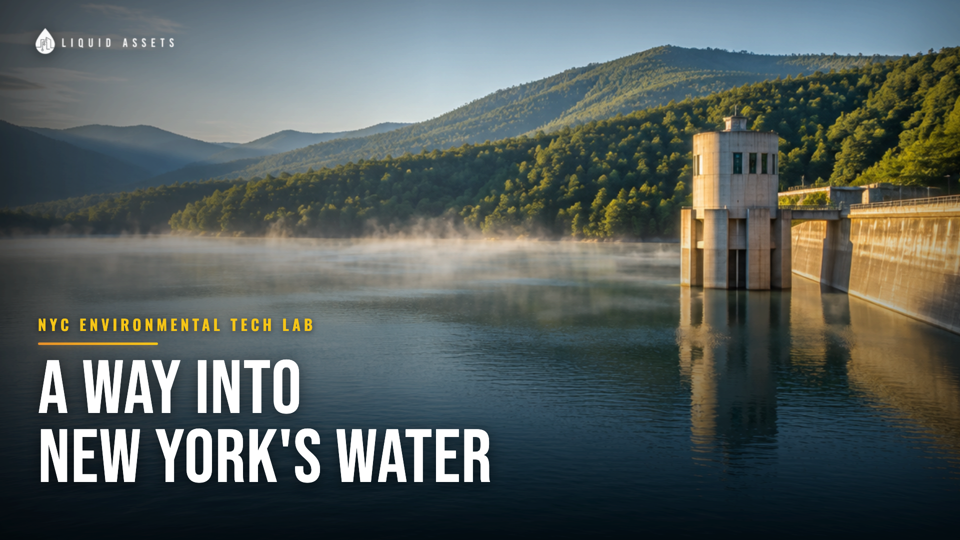 A gravity-fed reservoir in the Catskills at first light, the head of New York City water system