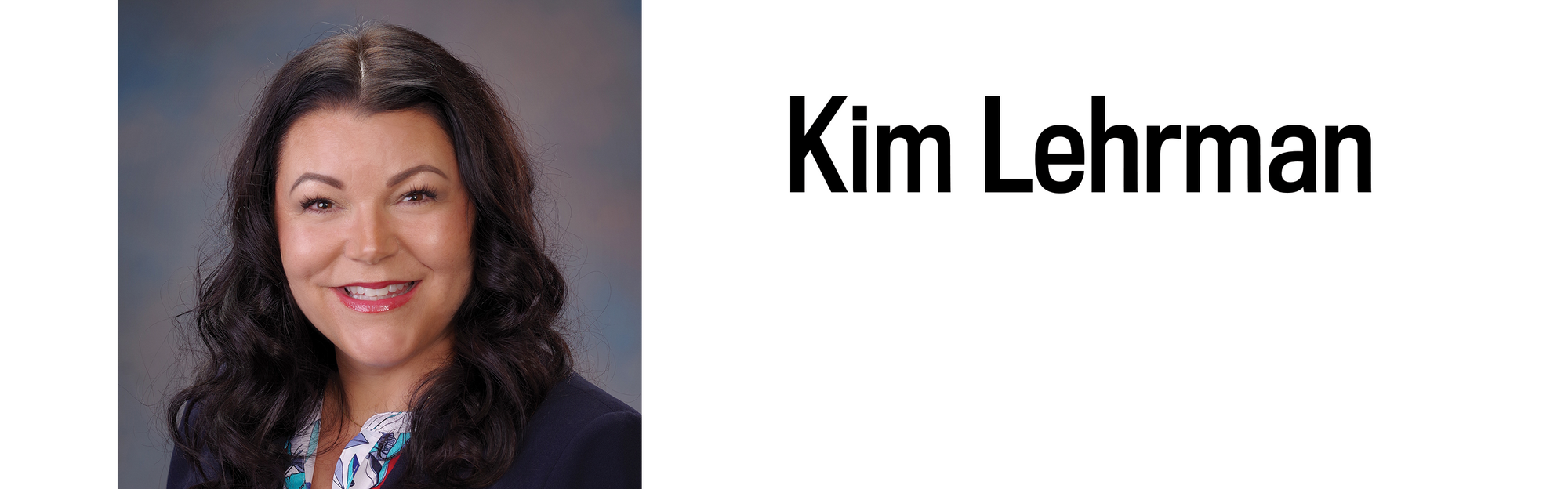 A headshot and heading for Kim Lehrman