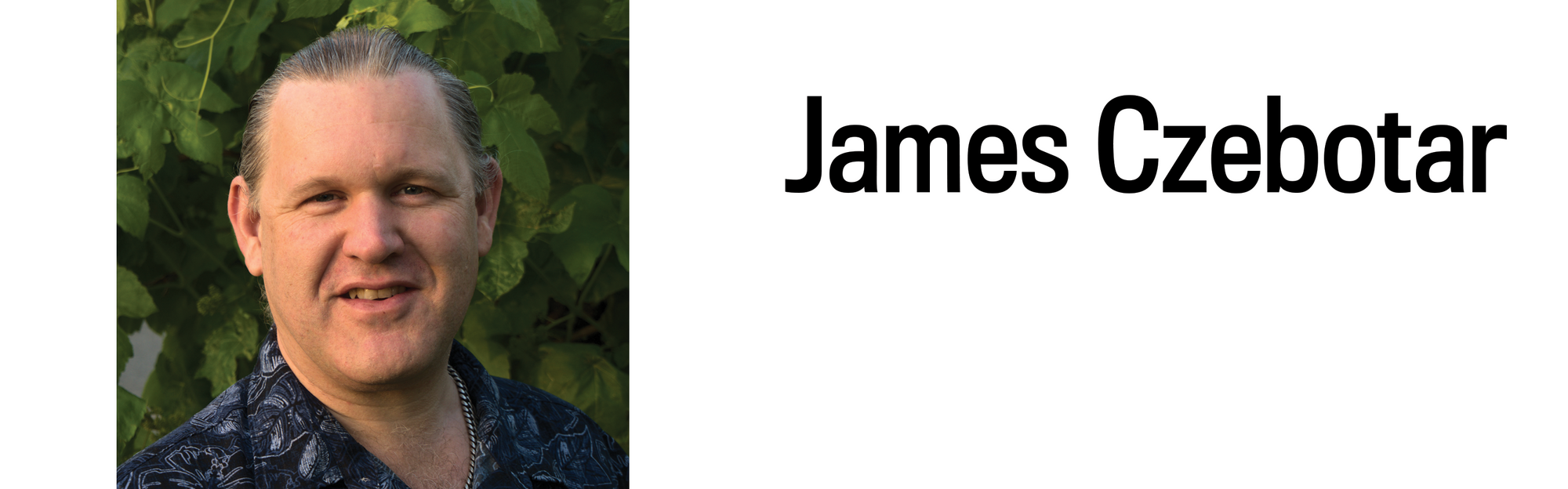A headshot and heading for James Czebotar