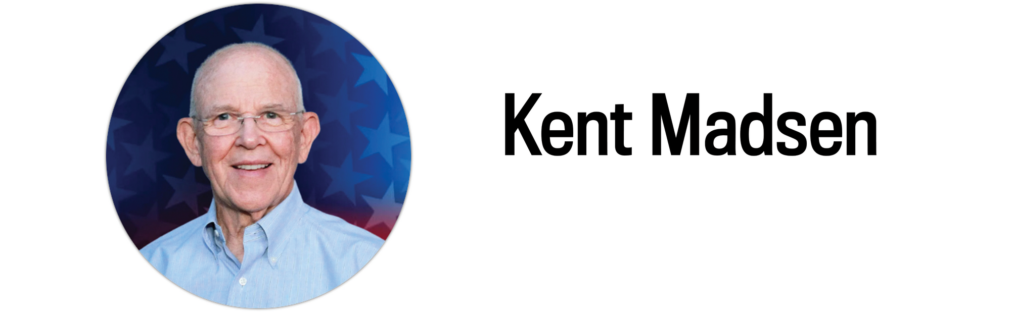 A headshot and heading for Kent Madsen