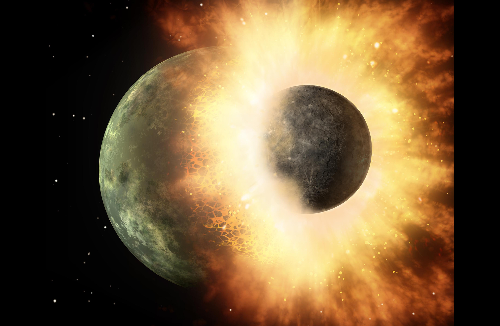 Theia y Gaia:  Colisión vs estabilidad  / Theia and Gaia:  Collision vs stability