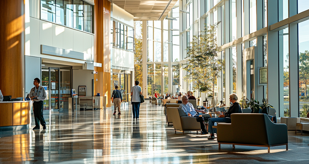 A modern hospital lobby