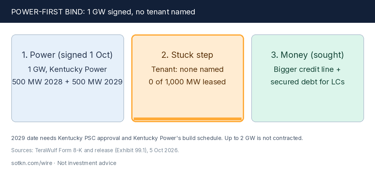 Power-first bind: 1 GW signed, no tenant named