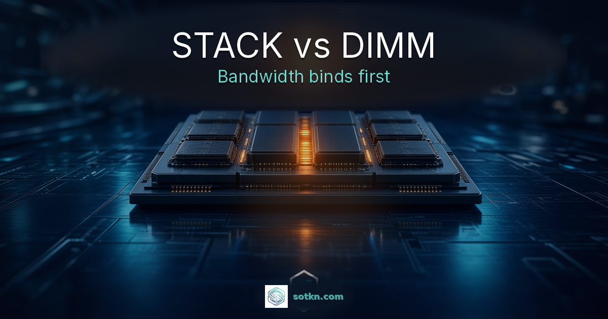 HBM vs DDR5 — stack on package versus DIMM host memory; bandwidth binds first
