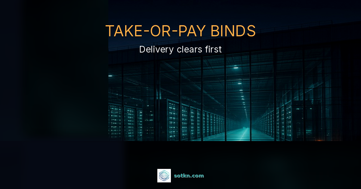 TAKE-OR-PAY BINDS — Delivery clears first. Neocloud map thesis on take-or-pay offtake vs the delivery gate.