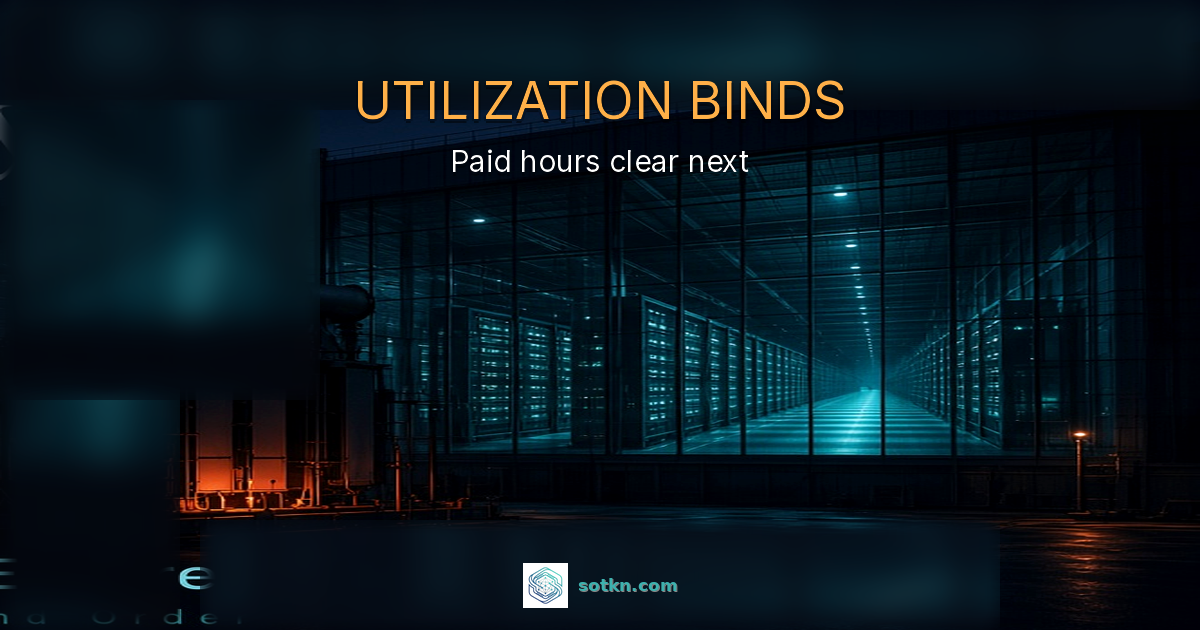 UTILIZATION BINDS — Paid hours clear next. Nebius at the idle-GPU utilization stuck step.