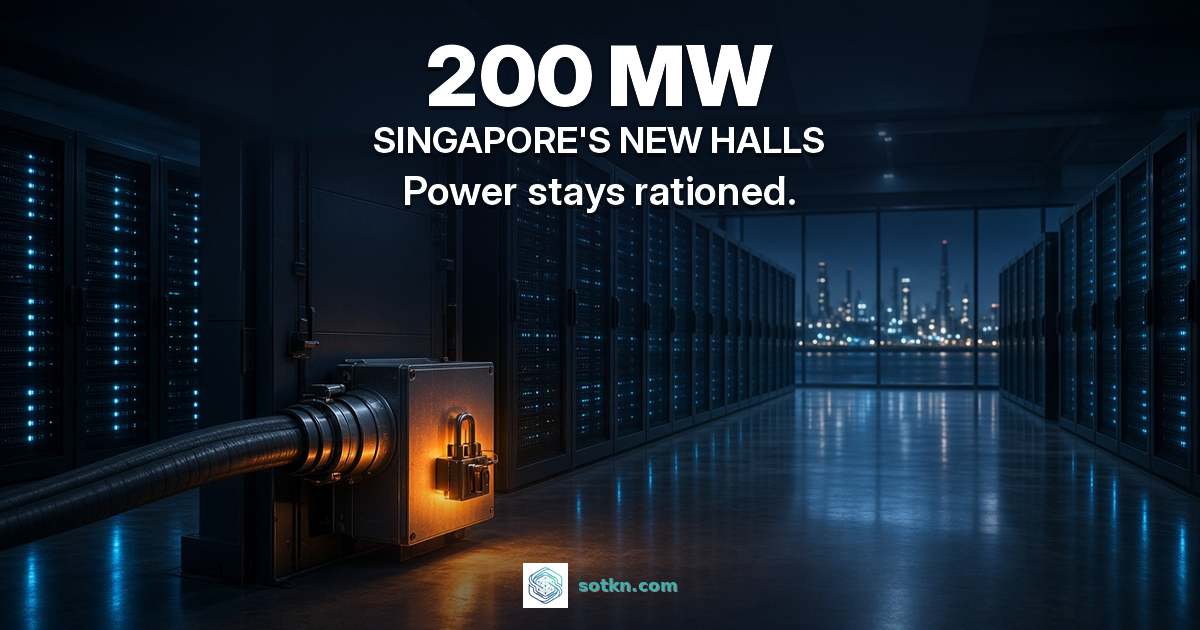 Singapore data centre featured: 200 MW of new halls; power stays rationed behind a locked feed