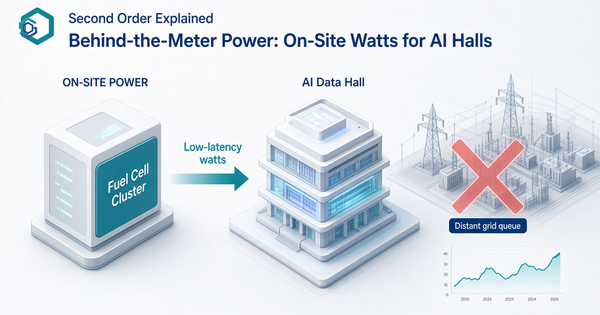 Behind the meter power — on-site supply for AI data centres, isometric diagram