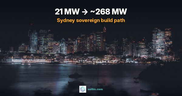 Sydney harbour and skyline at night from McMahons Point, the city where Macquarie Technology builds its sovereign data-centre campuses