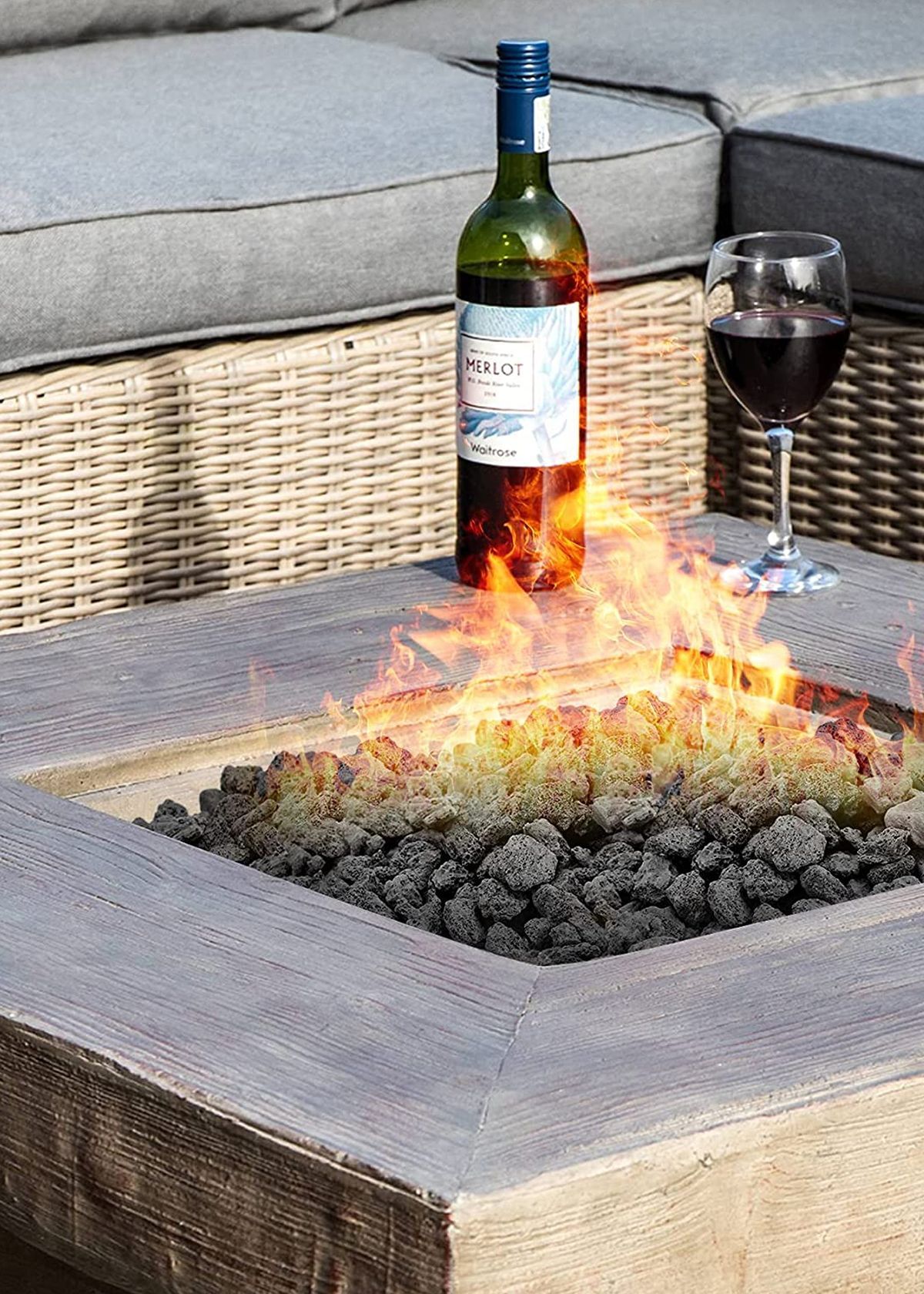 Backyard lava rocks for fire pit
