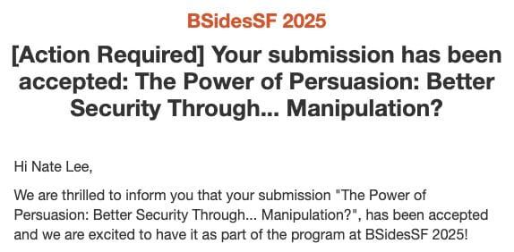 My talk was accepted for BSidesSF this year!