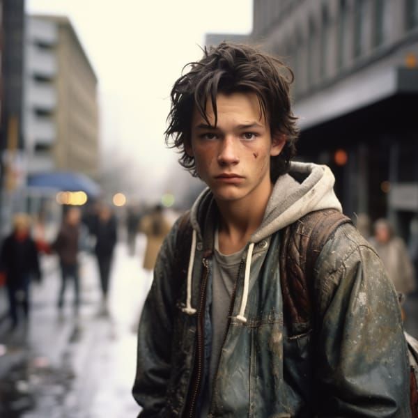 A homeless teenage boy 