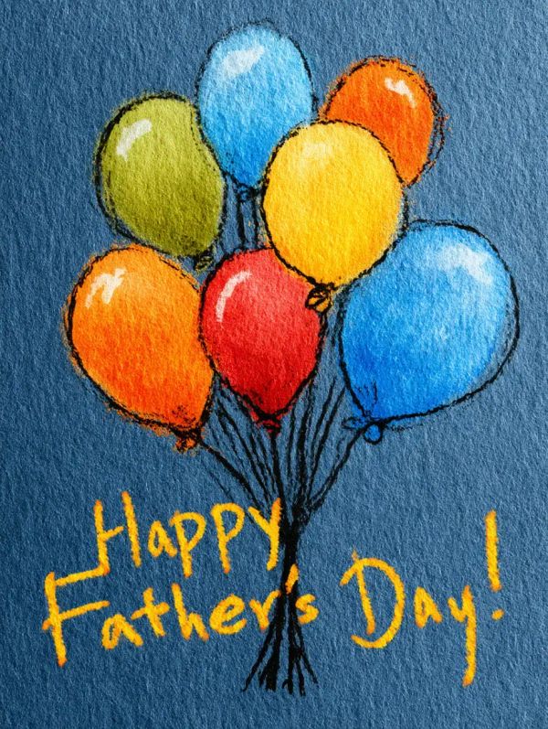 Father's Day Card with Balloons.