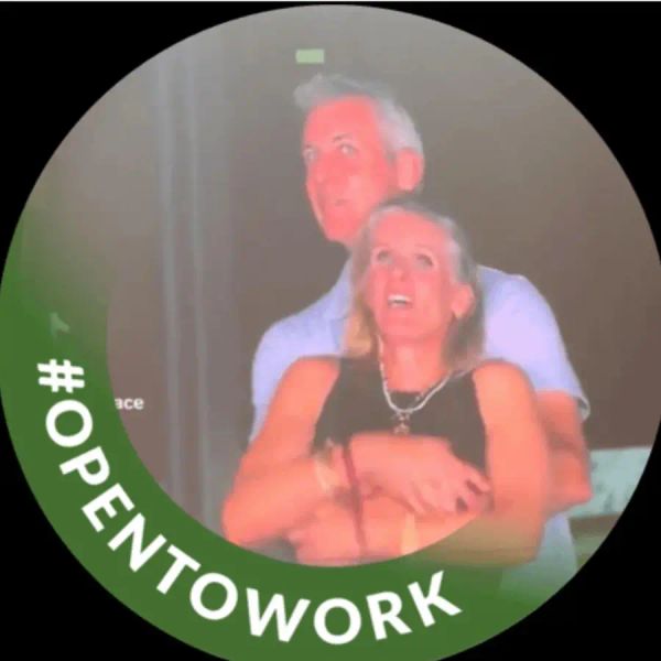LinkedIn Open to Work image of Andy Byron and Kristin Cabot at the Coldplay Concert
