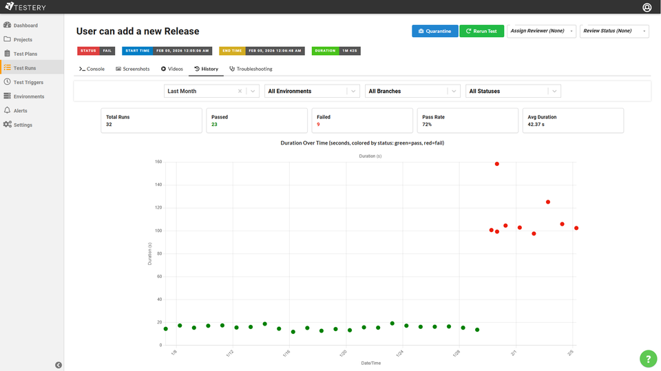 New Feature: Test History