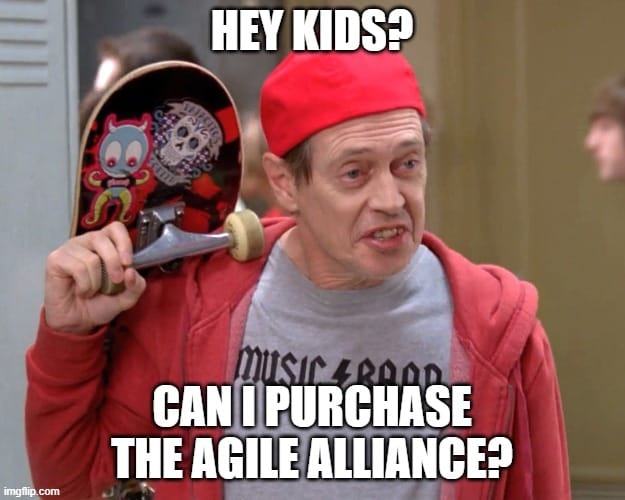 Meme of the Steve Buscemi attempting to fit in with teen-agers.